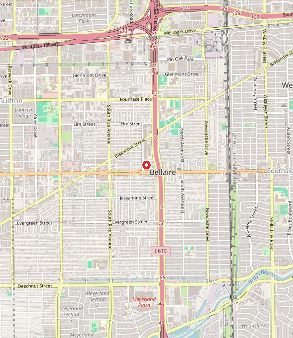 Map showing Apara Autism Center - Bellaire in bellaire, TX