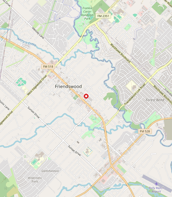 Map showing Autumn Oak Hearing & Balance in friendswood, TX