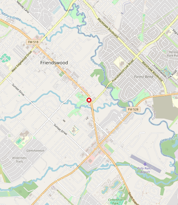 Map showing Cherry Tree Therapy in friendswood, TX