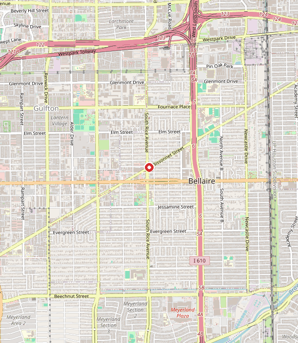 Map showing Hello Autism in bellaire, TX
