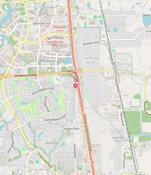 Map showing Houston Center For Pediatric Therapy in the woodlands, TX