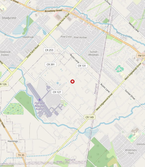 Map showing Pearwood Therapy Services PLLC in pearland, TX