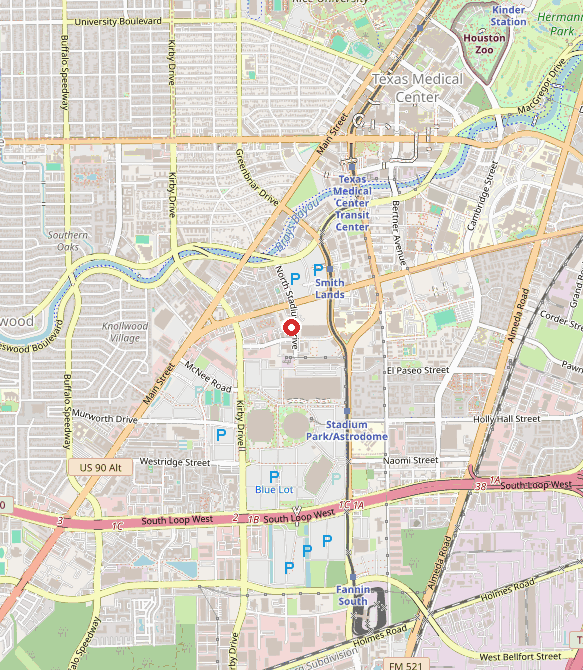 Map showing Texas Children's Autism Center in houston, TX