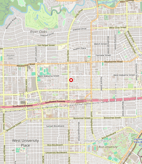 Map showing Texas Young Autism Project in houston, TX