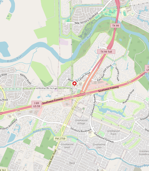 Map showing THINK Neurology for Kids in sugar land, TX