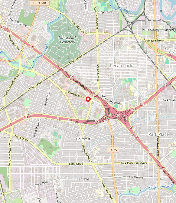 Map showing Winter Pediatric Therapy Center in houston, TX