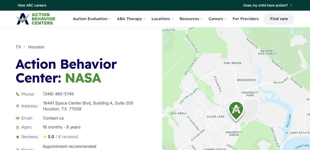 Homepage of Action Behavior Centers - ABA Therapy for Autism