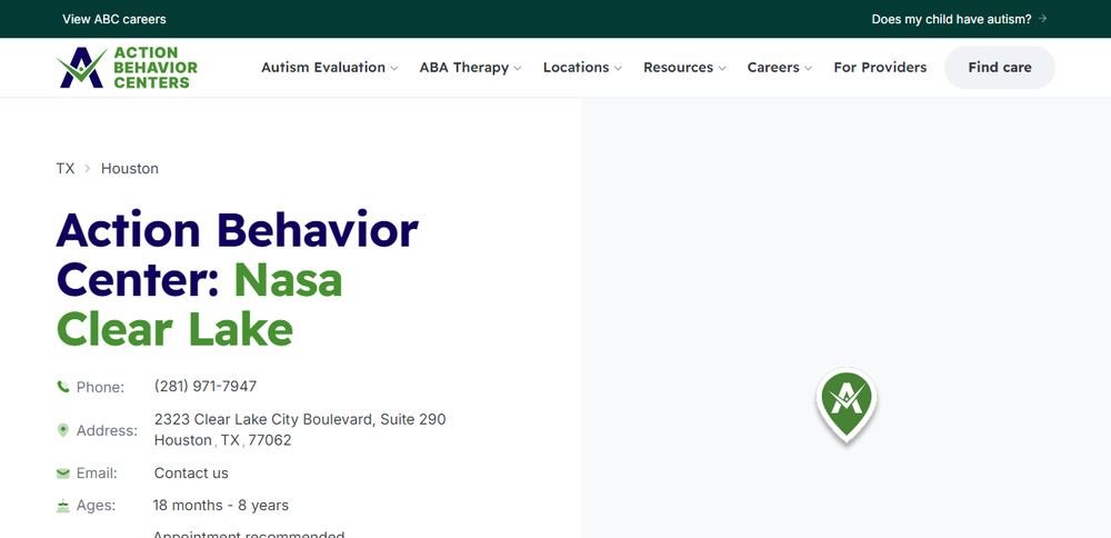 Homepage of Action Behavior Centers - ABA Therapy for Autism