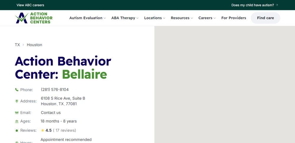 Homepage of Action Behavior Centers - ABA Therapy for Autism