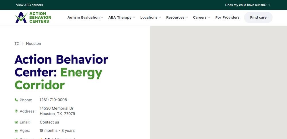 Homepage of Action Behavior Centers - ABA Therapy for Autism