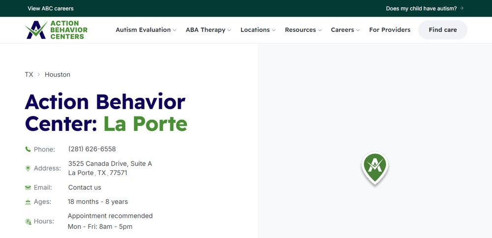 Homepage of Action Behavior Centers - ABA Therapy for Autism