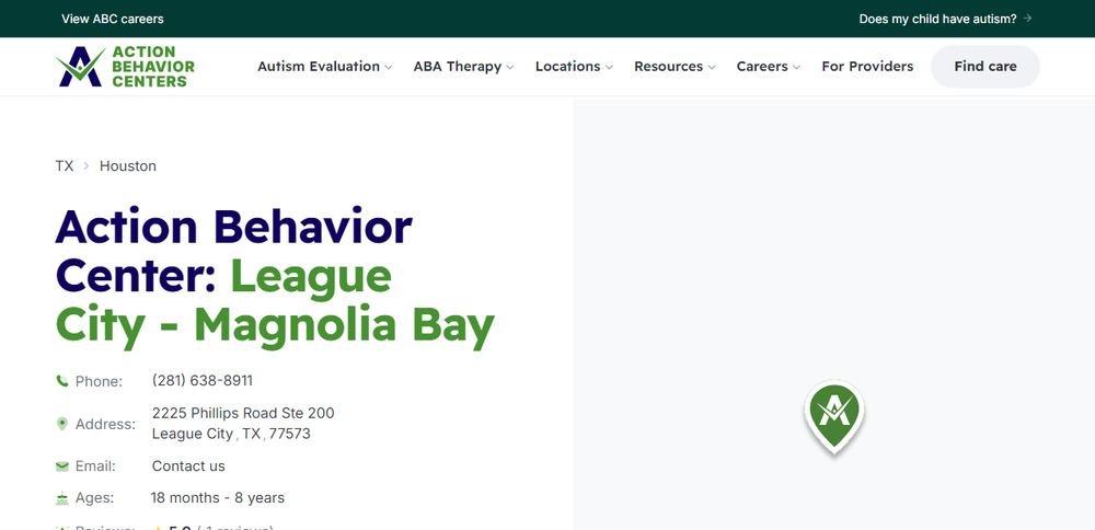 Homepage of Action Behavior Centers - ABA Therapy for Autism