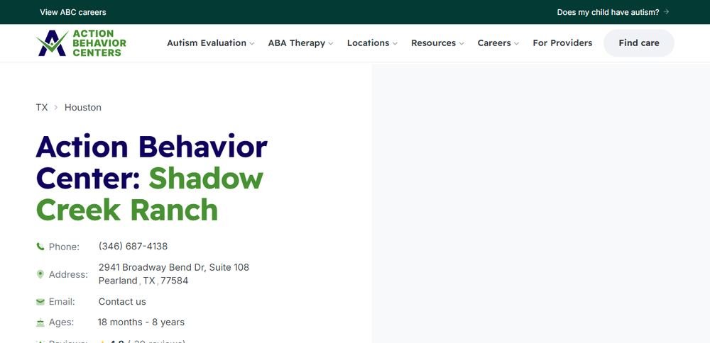 Homepage of Action Behavior Centers - ABA Therapy for Autism