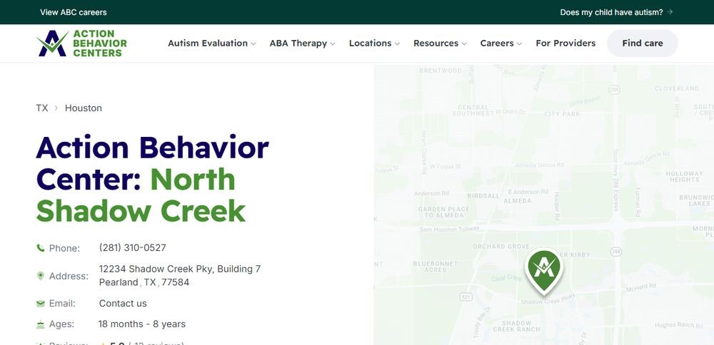 Homepage of Action Behavior Centers - ABA Therapy for Autism