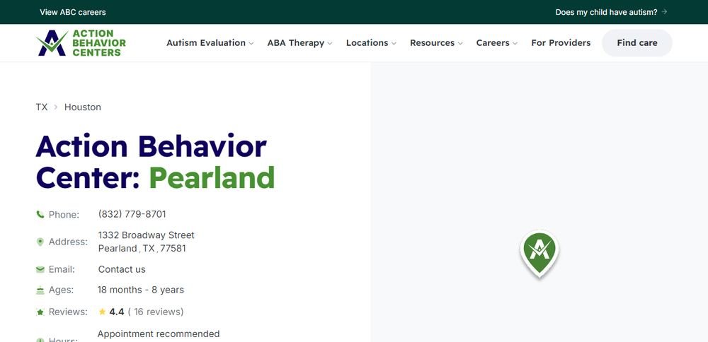 Homepage of Action Behavior Centers - ABA Therapy for Autism