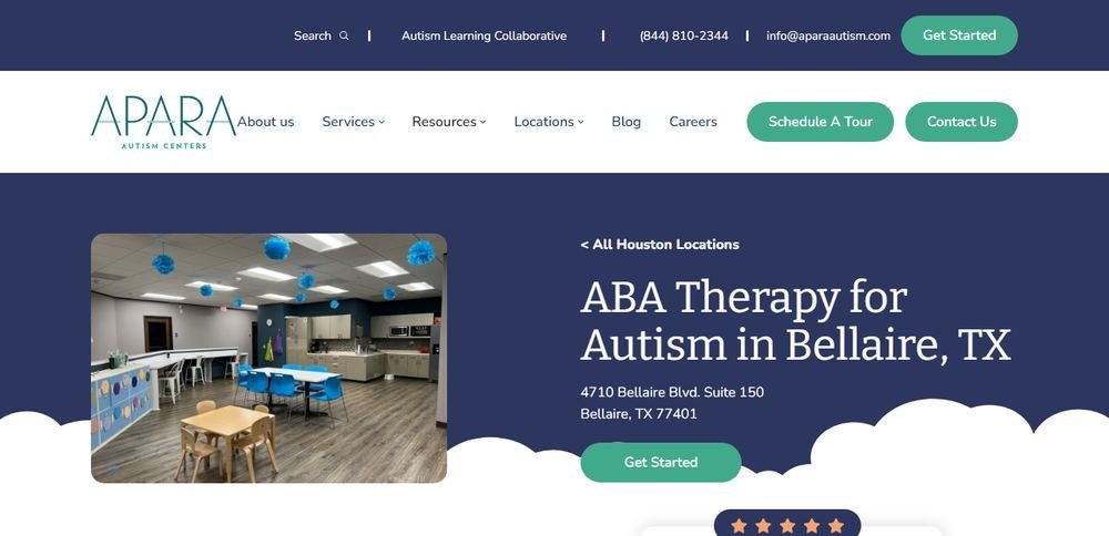 Homepage of Apara Autism Center - Bellaire