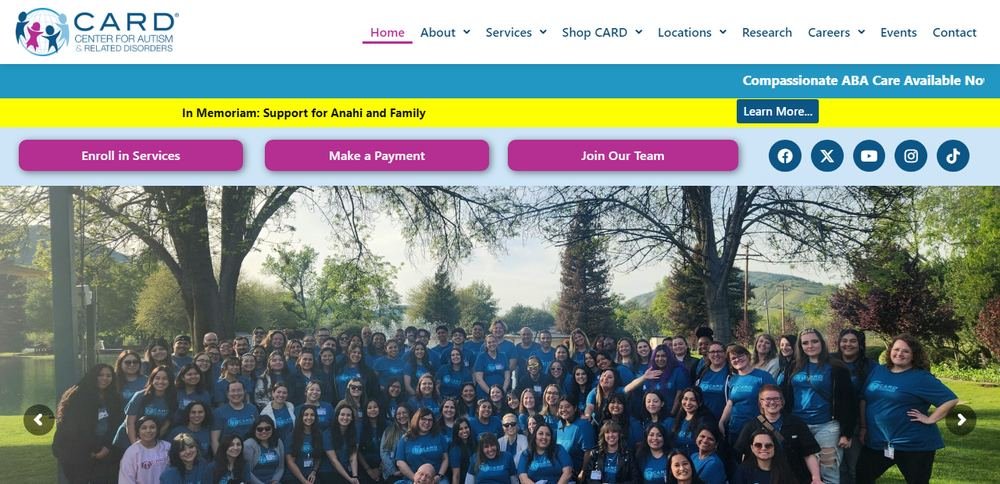 Homepage of Center for Autism & Related Disorders