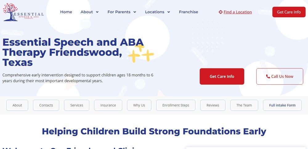 Homepage of Essential Speech and ABA Therapy